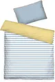 TOM TAILOR HOME Bettwäsche STRIPES WITH A KICK in Gr. 135x200cm oder 155x220cm, Perkal, 2 teilig, new bedroom, farbige Paspel am Kissen, Sky Blue & Light Lemon
