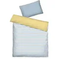 Bettwäsche TOM TAILOR HOME "STRIPES WITH A KICK in Gr. 135x200cm oder 155x220cm", sky blau, light lemon, B/L: 100cm x 135cm, , Perkal, B/L: 40cm x 60cm, Perkal, Obermaterial: 100% Baumwolle, Bettwäsche, new bedroom, farbige Paspel am Kissen