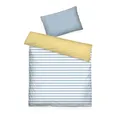 TOM TAILOR Perkal-Babybettwäsche, 40x60 cm + 100x135 cm, 100% Baumwolle/ Perkal, Mit Wendemotiv, Paspel und Markenreißverschluss, STRIPES WITH A KICK Hellblau, Gelb (Sky Blue & Light Lemon)