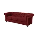 Riess Ambiente Barock Sofa Chesterfield 205cm - rot - Samt Federkern Knopfheftung 3-Sitzer-Couch Wohnzimmer Retro