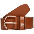 Tommy Hilfiger Ledergürtel ESSENTIAL EFFORTLESS 3.5 cm breit Ovale Einfachdornschließe, Logoemblem braun 75