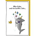 Verlag Dominique Grußkarten Geburtstag - Karte mit Umschlag - Hai und Fisch