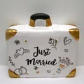 Formano Spardose Koffer Hochzeit Keramik Just Married weiß gold schwarz 15 cm