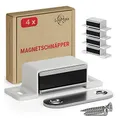 LouMaxx Magnetschnäpper stark – 4er Set weiß – Türmagnet für Schrank- und Möbeltüren mit 4 kg Haltekraft – Magnetverschluss inkl. Montagematerial