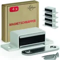 Magnetschnäpper stark- Haltekraft 4kg- 4er Set weiß Schrankmagnet von LouMaxx
