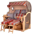 Strandkorb-Set - 2,5-Sitzer - Königssee Teak - PE grau - Modell 584