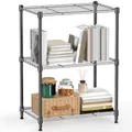 M MZG Stahl-Aufbewahrungsregal, 3-stöckiges Allzweckregal, Stahl-Organizer, Drahtregal für Zuhause, Küche, Büro 204,3 Kg Maximale Tragkraft Grau 30 x 45 x 67 cm