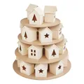 VBS Adventskalender Häuser-Pyramide 28 Stk. aus Sperrholz zum Bemalen und Dekorieren, Durchmesser 32.5 cm, Höhe 34.0 cm, ideal für Advent, geeignet für Servietten- und Decoupage-Technik