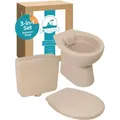 Calmwaters® Spülrandloses Stand Wc Mit Waagerechtem Abgang, Komplettset Mit Aufputz-spülkasten Und Wc Sitz In Bahamabeige-beige, Tiefspüler Aus Sanitärkeramik, Wc Sitz Mit Absenkautomatik, 99000181