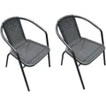 LC Garden »Garvista« 2er Set Gartenstühle Schwarz Metall/PE-Rattan Stapelstühle Bistrostühle stapelbar