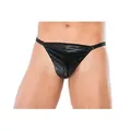 Andalea String Herren wetlook String in schwarz Männer Dessous String mit Hakenversch schwarz 2XL/3XL