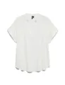 VERO MODA Damen Top Casual Splitneck umgeschlagene Ärmelbündchen Bluse Kurzarm, Farben:Weiß, Größe:XL