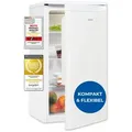 Exquisit Vollraumkühlschrank KS585-V-091E weiss | Nutzinhalt: 75 L | LED-Beleuchtung | Glasablagen | Ohne Gefrierfach - Weiß