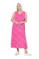 Ulla Popken Damen große Größen Übergrößen Plus Size Maxikleid, Gemustert, A-Linie, V-Ausschnitt, ärmellos magentapink 42+ 840040528-42+