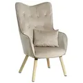 Estexo - Fernsehsessel Lucas Relaxsessel Sessel Mit Kissen Lese Stoff Polsterstuhl Beige/grau Samt