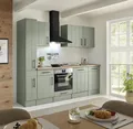 Küche Einbauküche Küchenzeile Landhaus Grün Anton 250 cm ohne Kühlschrank Respekta