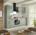 Küche Einbau Küchenzeile Landhaus Grün Anton 250 cm ohne Kühlschrank Respekta