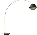 QAZQA - Klassisch I Antik Bogenlampe aus Messing mit schwarzem und doppeltem Samtschirm Grün - XXL I Wohnzimmer I Schlafzimmer - Velours Andere - LED geeignet E27