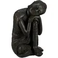 Relaxdays Buddha Figur Polyresin Dunkelgrau Geneigter Kopf Wetterfest Frostsicher 60 cm x 35 cm x 35 cm 9,5 kg