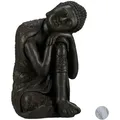 Relaxdays Buddha Figur geneigter Kopf 60 cm Anthrazit