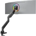 ONKRON Monitor Halterung 17-57 Zoll, bis 27 kg, max VESA 200x200, G130-B | Ultrawide Monitorarm bis 58,5 cm ausziehbar, Gasdruckfeder, schwenkbar, drehbar, Klemm-/Bohrmontage; für Büro & Gaming