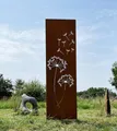 Edelrost Sichtschutz Pusteblumen-Motiv 165 cm x 50 cm Paravent zum Stecken Schild Gartenschild Gartenstecker Edelrost Gartendeko Rost Metall