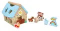 adam toys Lelin - Motorikwürfel ab 1 Jahr - Holzspielzeug für Kinder - Steckhaus Bauernhof mit Tieren, mit abnehmbarem Dach und beweglichen Elementen - Kinderspielzeug ab 1 Jahr, Sensorik Spielzeug
