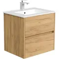 Mid.you Waschtischkombi, Eiche, Keramik, 2 Schublade(n) Schubladen, 61.5x58.5x46.5 cm, hängend, Badezimmer, Waschbecken & Armaturen, Waschtische