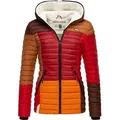 Steppjacke NAVAHOO "Multikulti", Damen, Gr. S (36), braun, Obermaterial: 100% Nylon, Futter: 100% Polyester, Wattierung: 100% Polyester, Ärmelfutter: 100% Polyester, colorblocking, modisch, tailliert hüftbedeckend, Langarm Ärmel ohne Ärmelschlitz Rippstrickbündchen kontrastfarben, Jacken, stylische Colorblocking Übergangsjacke m. Kapuze