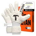T1TAN Classic 1.0 White-Out Junior - Torwarthandschuhe Kinder - ohne Fingerschutz - Fußballhandschuhe für Torhüter - Größe 4