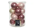 Kaemingk Weihnachtskugeln Glas 8cm x 16 Stück Christbaumkugeln Hellrosa Champagner pink Altrosa Perle