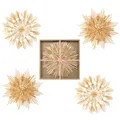 COM-FOUR® 4X Großes Strohstern-Set - XXL Fensterschmuck aus Stroh - Strohsterne in 2 Ausführungen - natürlicher Christbaum-Schmuck - 26cm/28cm