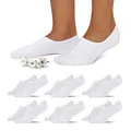 Snocks Füßlinge für Damen und Herren aus Bio-Baumwolle 6 Paar - Rutschfeste und unsichtbare Sneakersocken - Kurze Socken Gr. 47-50 - Farbe Weiß