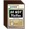 Creative Deco 10 x A4 MDF Platten Einseitig Lackiert Wenge | 300 x 210 x 3 mm | Dünne Holz-Platten | Perfekt für Laser, CNC Router, Modellierung, Laubsäge
