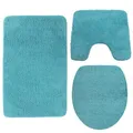 NYVI Badematten Set 3 teilig NYVISpa Lasalle Aqua - Badematte 50x80 cm + WC-Vorleger mit Ausschnitt + WC-Deckelbezug - Badezimmerteppich Set - rutschfest, Saugstark, Fußbodenheizung geeignet