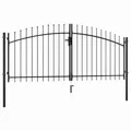 vidaXL Doppelflügel Gartentor mit Speerspitzen Doppeltor Zauntor Gartenpforte Tor Hoftor Industrietor Einfahrtstor Doppelflügeltor 300x150cm