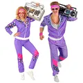 W WIDMANN MILANO Party Fashion - Kostüm Trainingsanzug, Vintage-Style, 80er Jahre Outfit, Jogginganzug für Karneval & Party