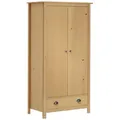 vidaXL Kleiderschrank, Natur, Holz, Kiefer, 1 Fächer, 1 Schubladen, Rechteckig, 89x170x50 cm, Schlafzimmer, Kleiderschränke
