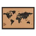 Zeller 11571 Pinbord World, Kork, schwarz, 59 x 1.5 x 39.5 cm