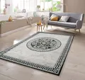 TeppichHome24 Teppich Moderner Teppich mit und Kreismuster in Grau Anthrazit Creme, rechteckig