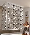 Kleine Wolke Eck-Duschrollo 2 Rollos Mosaik grau u.2 Alu-Kassetten 132+56x240 cm
