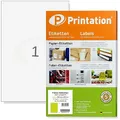 Printation 210 x 297 mm Etiketten selbstklebend A4 wasserfest - 10 Folienetiketten transparent matt auf DIN A4 210x297 1x1 1 Etikett pro Seite - bedruckbare Klebefolie nur mit Laser Drucker bedruckbar