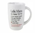 HF Home Flair Tasse 1x Tasse " Danke " mit Spruch " Liebe Mama - ich danke dir ...", 1-tlg., Porzellan weiß