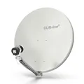 DUR-line 1 Teilnehmer Set - Qualitäts-Alu-Satelliten-Komplettanlage - Select 75cm/80cm Spiegel/Schüssel Hellgrau + Single LNB - für 1 Receiver/TV [Neuste Technik, DVB-S2, 4K, 3D]