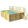 Weka Massivholzpool 595 Gr. 1, ca. B490/H201/T315 cm, Folie Blau, Natur, Hellblau