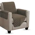 Bestlivings Sesselschoner (Braun) gesteppt - 190x165cm - Sesselauflage mit Armlehnen und Taschen - Sesselüberwurf ÖKO-Tex Schoner für Sessel - Überwurf