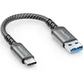 deleyCON 0,15m USB-A auf USB-C Kabel Kurz USB 3.0 5Gbps (USB 3.2 Gen1) Ladekabel Datenkabel für Smartphone Tablet Notebook Kamera HDD SSD Externe ...