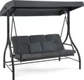 M MCombo Hollywoodschaukel mit Liegefunktion, Gartenschaukel 3 Sitzer wetterfest, Outdoor Schaukelbank mit verstellbarem Dach, 187*118*175 cm, 4088 (Dunkgelgrau)