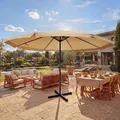 Sonnenschirm Meran Pro, Gastronomie Marktschirm mit Volant Ø 5m Polyester/Alu 28kg creme ohne Ständer