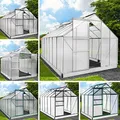 BRAST Gewächshaus Aluminium mit Fundament | 42 Modelle | 130x190x195cm - 490x250x235cm | TÜV geprüft | 6mm Hohlkammerplatten | rostfrei wetterfest temperaturbeständig | 380x190x195cm Grün
